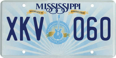 MS license plate XKV060