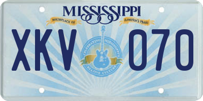 MS license plate XKV070