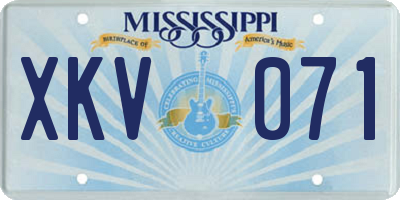 MS license plate XKV071