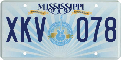 MS license plate XKV078