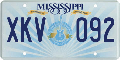 MS license plate XKV092