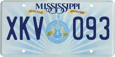 MS license plate XKV093