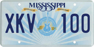 MS license plate XKV100