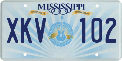 MS license plate XKV102