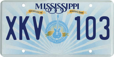 MS license plate XKV103