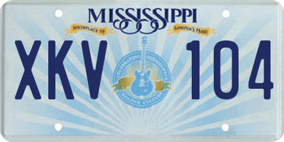 MS license plate XKV104