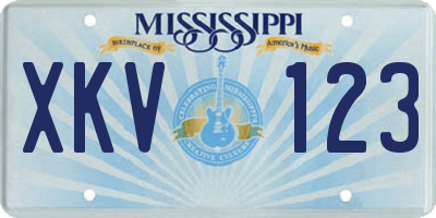 MS license plate XKV123