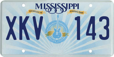MS license plate XKV143