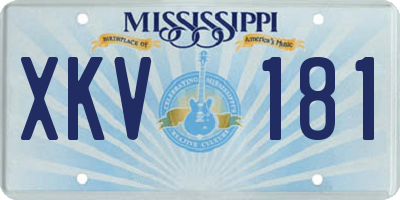 MS license plate XKV181
