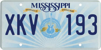 MS license plate XKV193