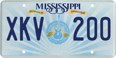 MS license plate XKV200