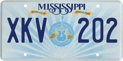 MS license plate XKV202