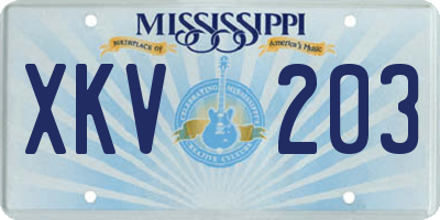 MS license plate XKV203