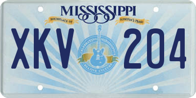 MS license plate XKV204