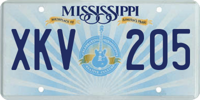 MS license plate XKV205
