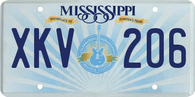 MS license plate XKV206