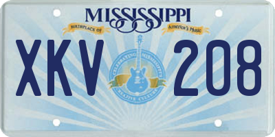 MS license plate XKV208