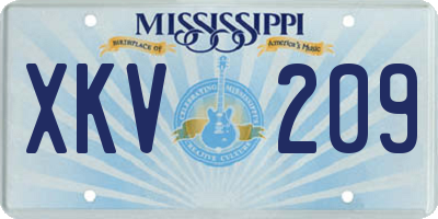 MS license plate XKV209