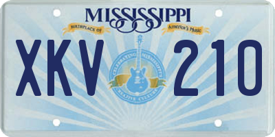 MS license plate XKV210