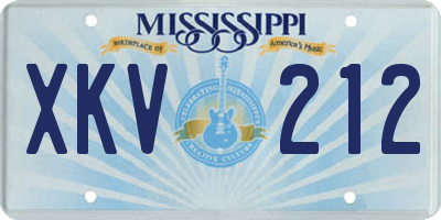 MS license plate XKV212