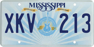 MS license plate XKV213