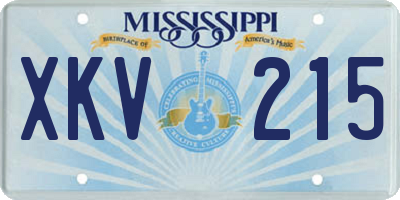 MS license plate XKV215