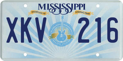 MS license plate XKV216