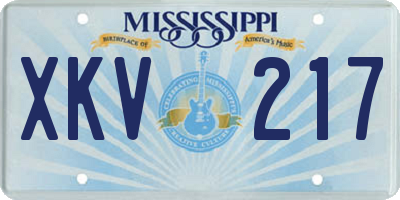 MS license plate XKV217