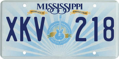 MS license plate XKV218