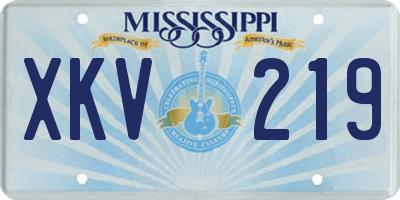 MS license plate XKV219