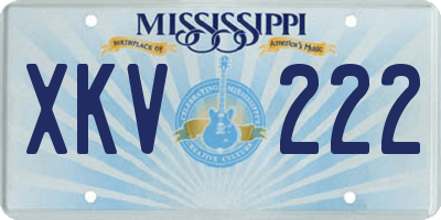 MS license plate XKV222