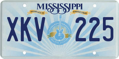 MS license plate XKV225