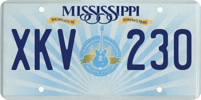MS license plate XKV230