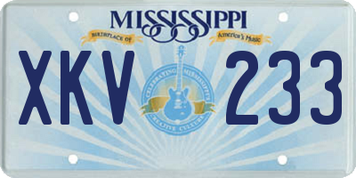 MS license plate XKV233