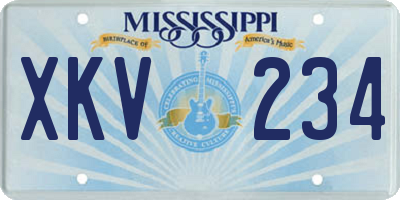 MS license plate XKV234