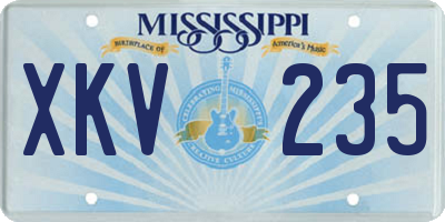 MS license plate XKV235