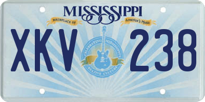 MS license plate XKV238