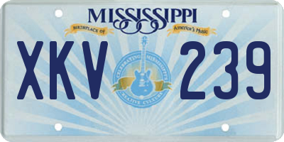 MS license plate XKV239