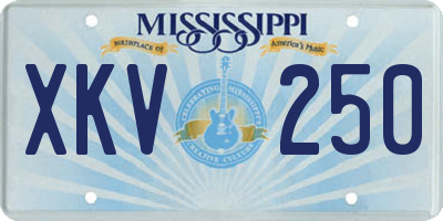MS license plate XKV250