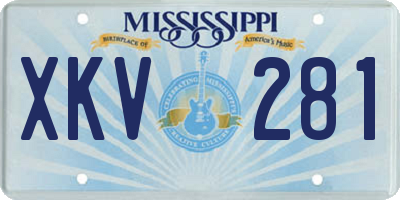 MS license plate XKV281