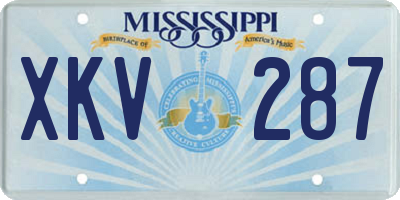 MS license plate XKV287