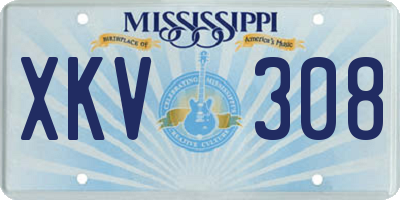 MS license plate XKV308