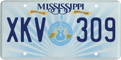MS license plate XKV309
