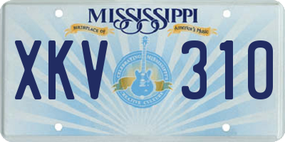 MS license plate XKV310