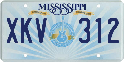 MS license plate XKV312