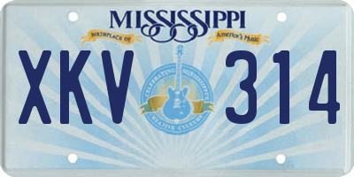 MS license plate XKV314