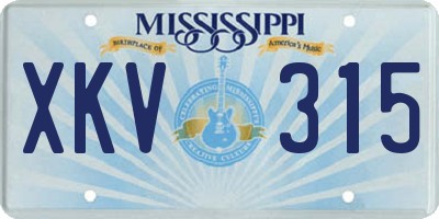 MS license plate XKV315