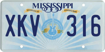 MS license plate XKV316