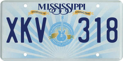 MS license plate XKV318