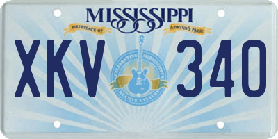 MS license plate XKV340